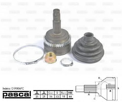 PASCAL G1F006PC Шарнирный комплект, приводной вал со стороны колеса для ALFA-ROMEO (Алфа-ромэо) PASCAL G1F006PC Шарнирный комплект, приводной вал со стороны колеса для ALFA-ROMEO (Алфа-ромэо)