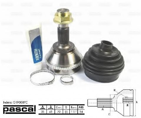 PASCAL G1F008PC Шарнир, приводной вал для CITROëN (Cитроëн) PASCAL G1F008PC Шарнир, приводной вал для CITROëN (Cитроëн)