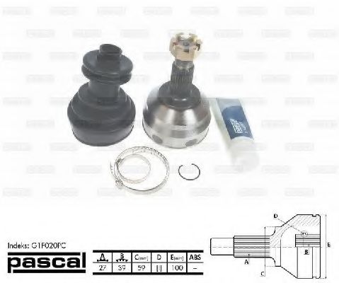 PASCAL G1F020PC Шарнирный комплект, приводной вал для PEUGEOT 806 (Пежо 806) PASCAL G1F020PC Шарнирный комплект, приводной вал для PEUGEOT 806 (Пежо 806)
