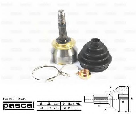 PASCAL G1F025PC Шарнирный комплект, приводной вал со стороны колеса для SEAT (Сеат) PASCAL G1F025PC Шарнирный комплект, приводной вал со стороны колеса для SEAT (Сеат)