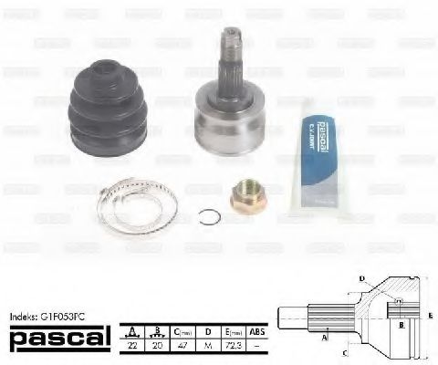 PASCAL G1F053PC Шарнирный комплект, приводной вал для FIAT 500 (Фиат 500) PASCAL G1F053PC Шарнирный комплект, приводной вал для FIAT 500 (Фиат 500)