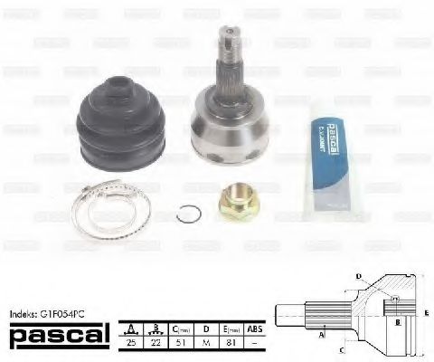 PASCAL G1F054PC Шарнирный комплект, приводной вал для автомобилей без ABS для FIAT 500 C (Фиат 500 c) PASCAL G1F054PC Шарнирный комплект, приводной вал для автомобилей без ABS для FIAT 500 C (Фиат 500 c)