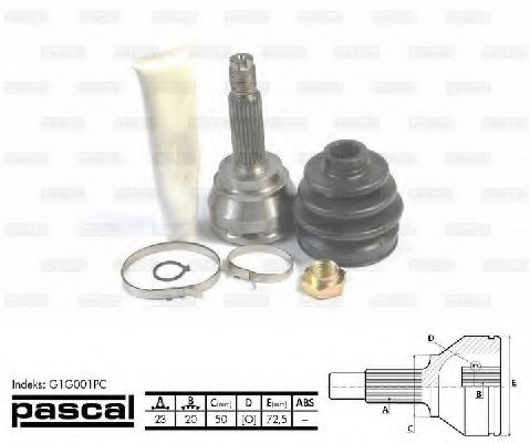 PASCAL G1G001PC Шарнирный комплект, приводной вал со стороны колеса для FORD FIESTA (Форд Фиэста) PASCAL G1G001PC Шарнирный комплект, приводной вал со стороны колеса для FORD FIESTA (Форд Фиэста)