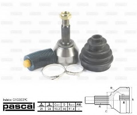 PASCAL G1G033PC Шарнирный комплект, приводной вал для FORD TRANSIT CONNECT (Форд Трансит cоннэcт) PASCAL G1G033PC Шарнирный комплект, приводной вал для FORD TRANSIT CONNECT (Форд Трансит cоннэcт)