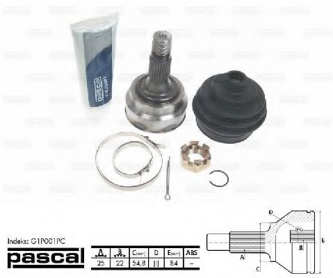 PASCAL G1P001PC Шарнир, приводной вал со стороны колеса для PEUGEOT 305 II (Пежо 305 2) PASCAL G1P001PC Шарнир, приводной вал со стороны колеса для PEUGEOT 305 II (Пежо 305 2)