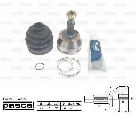 PASCAL G1R002PC Шарнирный комплект, приводной вал со стороны колеса для RENAULT FUEGO (Рено Фуэго) PASCAL G1R002PC Шарнирный комплект, приводной вал со стороны колеса для RENAULT FUEGO (Рено Фуэго)