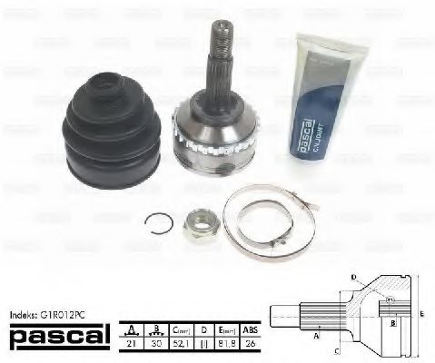 PASCAL G1R012PC Шарнирный комплект, приводной вал передний мост слева для RENAULT (Рено) PASCAL G1R012PC Шарнирный комплект, приводной вал передний мост слева для RENAULT (Рено)