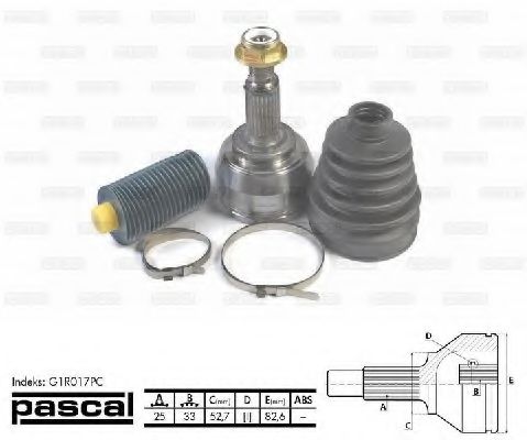 PASCAL G1R017PC Шарнирный комплект, приводной вал для RENAULT (Рено) PASCAL G1R017PC Шарнирный комплект, приводной вал для RENAULT (Рено)