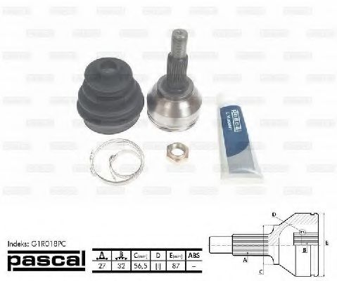 PASCAL G1R018PC Шарнирный комплект, приводной вал для RENAULT (Рено) PASCAL G1R018PC Шарнирный комплект, приводной вал для RENAULT (Рено)