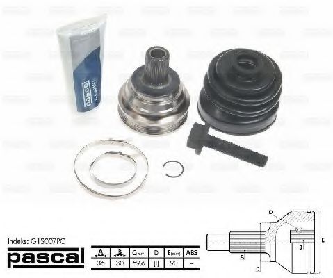 PASCAL G1S007PC Шарнирный комплект, приводной вал передний мост справа для AUDI (Ауди) PASCAL G1S007PC Шарнирный комплект, приводной вал передний мост справа для AUDI (Ауди)