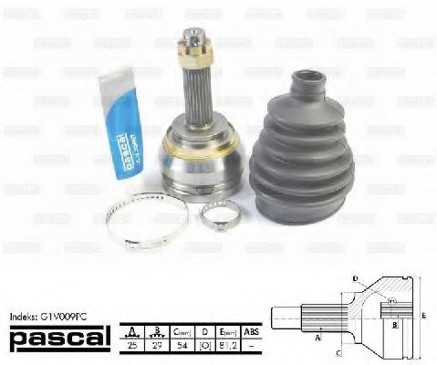 PASCAL G1V009PC Шарнирный комплект, приводной вал со стороны колеса для VOLVO V40 (Вольво V40) PASCAL G1V009PC Шарнирный комплект, приводной вал со стороны колеса для VOLVO V40 (Вольво V40)