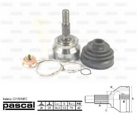 PASCAL G1V010PC Шарнирный комплект, приводной вал со стороны колеса для VOLVO (Вольво) PASCAL G1V010PC Шарнирный комплект, приводной вал со стороны колеса для VOLVO (Вольво)