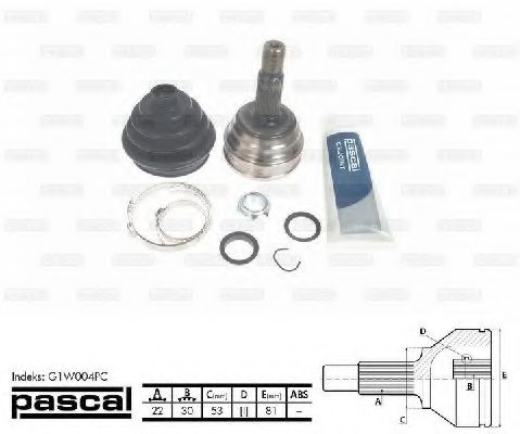 PASCAL G1W004PC Шарнирный комплект, приводной вал со стороны колеса для VOLKSWAGEN POLO (Фольксваген Поло) PASCAL G1W004PC Шарнирный комплект, приводной вал со стороны колеса для VOLKSWAGEN POLO (Фольксваген Поло)