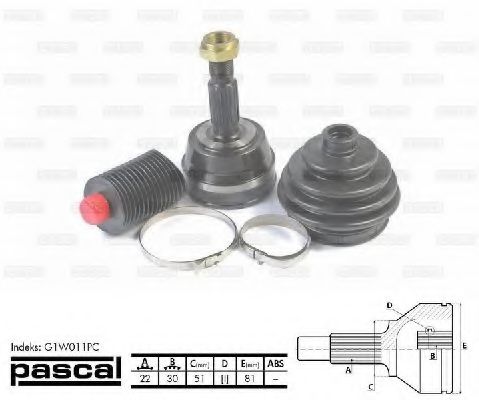 PASCAL G1W011PC Шарнирный комплект, приводной вал со стороны колеса для VOLKSWAGEN JETTA I (Фольксваген Жэтта и) PASCAL G1W011PC Шарнирный комплект, приводной вал со стороны колеса для VOLKSWAGEN JETTA I (Фольксваген Жэтта и)