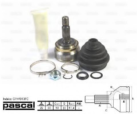 PASCAL G1W013PC Шарнир, приводной вал со стороны колеса для AUDI (Ауди) PASCAL G1W013PC Шарнир, приводной вал со стороны колеса для AUDI (Ауди)