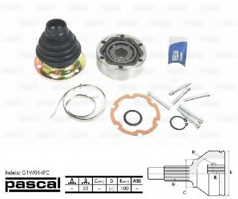 PASCAL G1W014PC Шарнирный комплект, приводной вал со стороны коробки передач для VOLKSWAGEN T3 CARAVELLE (Фольксваген Т3 cараvэллэ) PASCAL G1W014PC Шарнирный комплект, приводной вал со стороны коробки передач для VOLKSWAGEN T3 CARAVELLE (Фольксваген Т3 cараvэллэ)