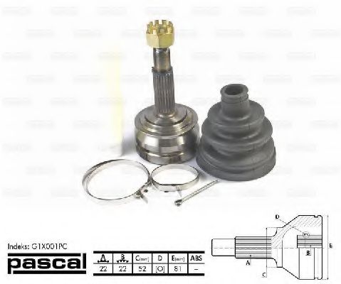 PASCAL G1X001PC Шарнирный комплект, приводной вал со стороны колеса для OPEL TIGRA (Опель Тигра) PASCAL G1X001PC Шарнирный комплект, приводной вал со стороны колеса для OPEL TIGRA (Опель Тигра)