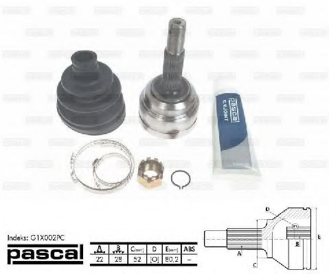 PASCAL G1X002PC Шарнирный комплект, приводной вал со стороны колеса для OPEL CORSA A (Опель Cорса а) PASCAL G1X002PC Шарнирный комплект, приводной вал со стороны колеса для OPEL CORSA A (Опель Cорса а)