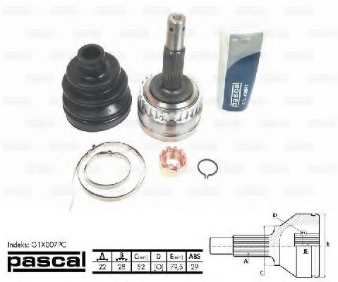 PASCAL G1X007PC Шарнирный комплект, приводной вал со стороны колеса для OPEL TIGRA (Опель Тигра) PASCAL G1X007PC Шарнирный комплект, приводной вал со стороны колеса для OPEL TIGRA (Опель Тигра)