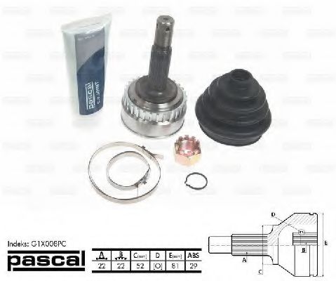 PASCAL G1X008PC Шарнирный комплект, приводной вал для OPEL TIGRA (Опель Тигра) PASCAL G1X008PC Шарнирный комплект, приводной вал для OPEL TIGRA (Опель Тигра)