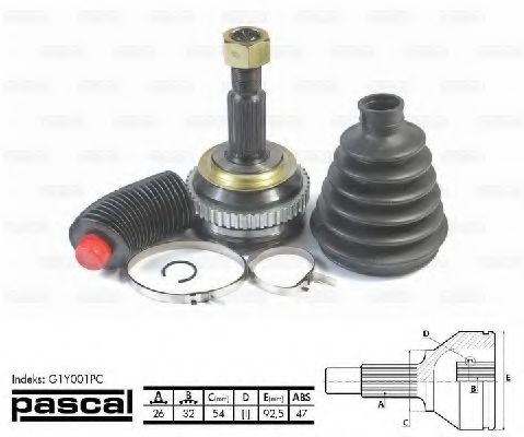 PASCAL G1Y001PC Шарнирный комплект, приводной вал со стороны колеса для CHRYSLER (Крайслер) PASCAL G1Y001PC Шарнирный комплект, приводной вал со стороны колеса для CHRYSLER (Крайслер)