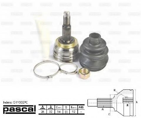 PASCAL G1Y002PC Шарнирный комплект, приводной вал для CHRYSLER (Крайслер) PASCAL G1Y002PC Шарнирный комплект, приводной вал для CHRYSLER (Крайслер)