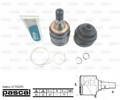 PASCAL G71002PC Шарнирный комплект, приводной вал со стороны коробки передач для NISSAN SENTRA I (Ниссан Сэнтра и) PASCAL G71002PC Шарнирный комплект, приводной вал со стороны коробки передач для NISSAN SENTRA I (Ниссан Сэнтра и)