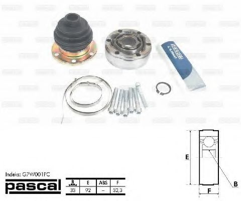 PASCAL G7W001PC Шарнирный комплект, приводной вал со стороны коробки передач для VOLKSWAGEN JETTA II (Фольксваген Жэтта 2) PASCAL G7W001PC Шарнирный комплект, приводной вал со стороны коробки передач для VOLKSWAGEN JETTA II (Фольксваген Жэтта 2)