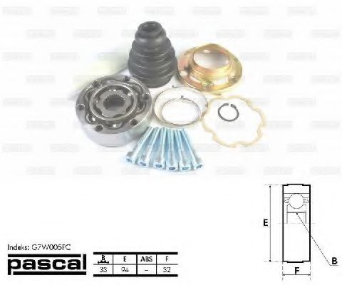 PASCAL G7W005PC Шарнирный комплект, приводной вал со стороны коробки передач для AUDI (Ауди) PASCAL G7W005PC Шарнирный комплект, приводной вал со стороны коробки передач для AUDI (Ауди)