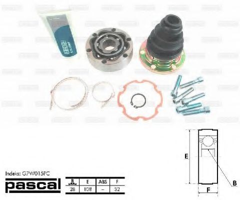 PASCAL G7W015PC Шарнирный комплект, приводной вал со стороны коробки передач для AUDI (Ауди) PASCAL G7W015PC Шарнирный комплект, приводной вал со стороны коробки передач для AUDI (Ауди)