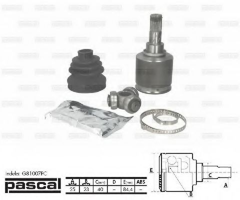 PASCAL G81007PC Шарнирный комплект, приводной вал со стороны коробки передач для NISSAN (Ниссан) PASCAL G81007PC Шарнирный комплект, приводной вал со стороны коробки передач для NISSAN (Ниссан)