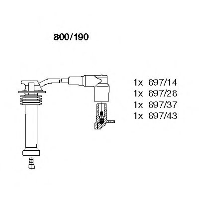 BREMI 800/190 Комплект проводов зажигания для FORD MONDEO II (Форд Мондео 2) BREMI 800/190 Комплект проводов зажигания для FORD MONDEO II (Форд Мондео 2)