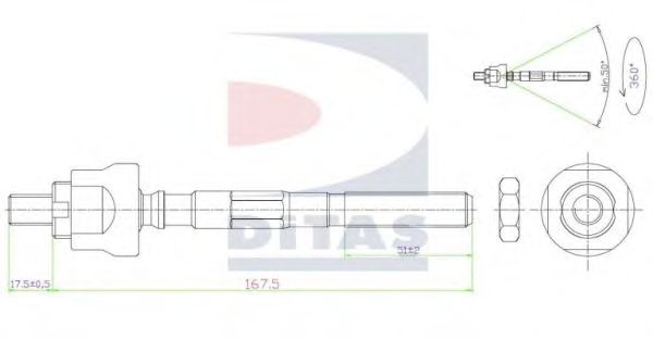 DITAS A2-5543 Осевой шарнир, рулевая тяга для HONDA CRX II (Хонда Cрх 2) DITAS A2-5543 Осевой шарнир, рулевая тяга для HONDA CRX II (Хонда Cрх 2)