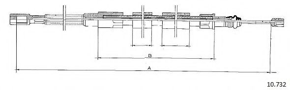 CABOR 10.732 Трос, стояночная тормозная система для VOLKSWAGEN LT 40-55 I (Фольксваген Лт 40-55 и) CABOR 10.732 Трос, стояночная тормозная система для VOLKSWAGEN LT 40-55 I (Фольксваген Лт 40-55 и)