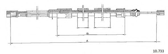 CABOR 10.733 Трос, стояночная тормозная система для VOLKSWAGEN LT 40-55 I (Фольксваген Лт 40-55 и) CABOR 10.733 Трос, стояночная тормозная система для VOLKSWAGEN LT 40-55 I (Фольксваген Лт 40-55 и)