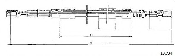 CABOR 10.734 Трос, стояночная тормозная система для VOLKSWAGEN LT 40-55 I (Фольксваген Лт 40-55 и) CABOR 10.734 Трос, стояночная тормозная система для VOLKSWAGEN LT 40-55 I (Фольксваген Лт 40-55 и)