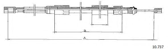 CABOR 10.737 Трос, стояночная тормозная система для VOLKSWAGEN LT 40-55 I (Фольксваген Лт 40-55 и) CABOR 10.737 Трос, стояночная тормозная система для VOLKSWAGEN LT 40-55 I (Фольксваген Лт 40-55 и)
