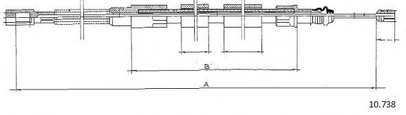 CABOR 10.738 Трос, стояночная тормозная система для VOLKSWAGEN LT 40-55 I (Фольксваген Лт 40-55 и) CABOR 10.738 Трос, стояночная тормозная система для VOLKSWAGEN LT 40-55 I (Фольксваген Лт 40-55 и)