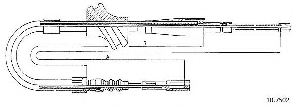 CABOR 10.7502 Трос, стояночная тормозная система для AUDI 80 (Ауди 80) CABOR 10.7502 Трос, стояночная тормозная система для AUDI 80 (Ауди 80)