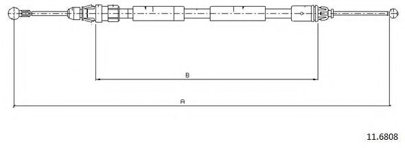 CABOR 11.6808 Трос, стояночная тормозная система для RENAULT (Рено) CABOR 11.6808 Трос, стояночная тормозная система для RENAULT (Рено)