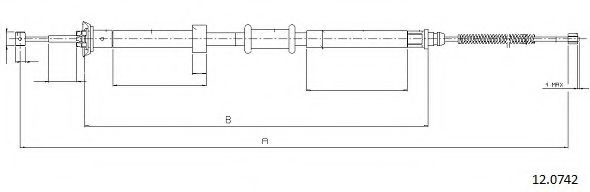 CABOR 12.0742 Трос, стояночная тормозная система для FIAT PANDA (Фиат Панда) CABOR 12.0742 Трос, стояночная тормозная система для FIAT PANDA (Фиат Панда)