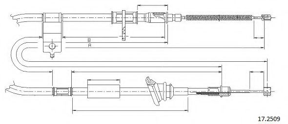CABOR 17.2509 Трос, стояночная тормозная система для HYUNDAI EXCEL (Хендай Эxcэл) CABOR 17.2509 Трос, стояночная тормозная система для HYUNDAI EXCEL (Хендай Эxcэл)