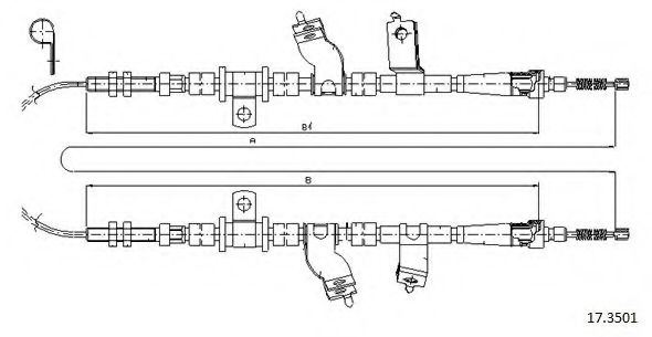 CABOR 17.3501 Трос, стояночная тормозная система для DAEWOO MATIZ (Дэу Матиз) CABOR 17.3501 Трос, стояночная тормозная система для DAEWOO MATIZ (Дэу Матиз)