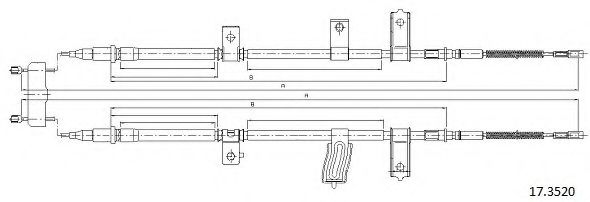 CABOR 17.3520 Трос, стояночная тормозная система для DAEWOO TACUMA (Дэу Таcума) CABOR 17.3520 Трос, стояночная тормозная система для DAEWOO TACUMA (Дэу Таcума)