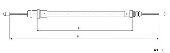CABOR 491.1 Трос, стояночная тормозная система для PEUGEOT (Пежо) CABOR 491.1 Трос, стояночная тормозная система для PEUGEOT (Пежо)