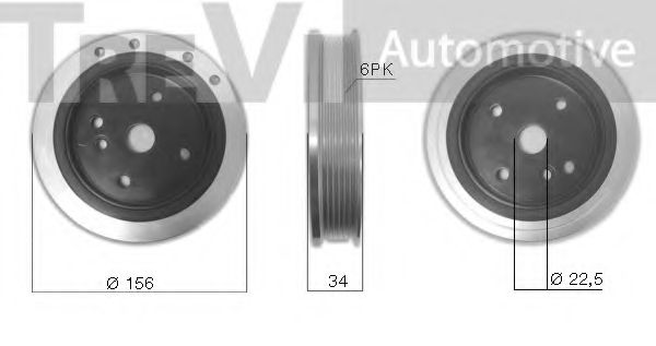 TREVI AUTOMOTIVE PC1241 Ременный шкив, коленчатый вал для VOLVO S60 I (Вольво S60 1) TREVI AUTOMOTIVE PC1241 Ременный шкив, коленчатый вал для VOLVO S60 I (Вольво S60 1)