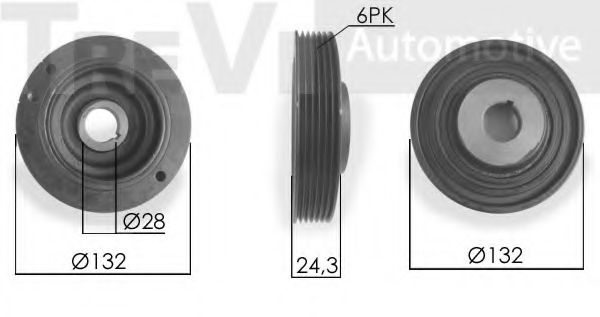 TREVI AUTOMOTIVE PC1058 Ременный шкив, коленчатый вал для FORD (Форд) TREVI AUTOMOTIVE PC1058 Ременный шкив, коленчатый вал для FORD (Форд)