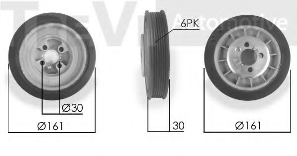TREVI AUTOMOTIVE PC1010 Ременный шкив, коленчатый вал для AUDI 90 (Ауди 90) TREVI AUTOMOTIVE PC1010 Ременный шкив, коленчатый вал для AUDI 90 (Ауди 90)
