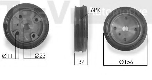 TREVI AUTOMOTIVE PC1159 Ременный шкив, коленчатый вал для VOLVO S60 I (Вольво S60 1) TREVI AUTOMOTIVE PC1159 Ременный шкив, коленчатый вал для VOLVO S60 I (Вольво S60 1)