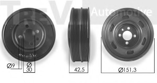 TREVI AUTOMOTIVE PC1225 Ременный шкив, коленчатый вал для AUDI A4 (Ауди А4) TREVI AUTOMOTIVE PC1225 Ременный шкив, коленчатый вал для AUDI A4 (Ауди А4)